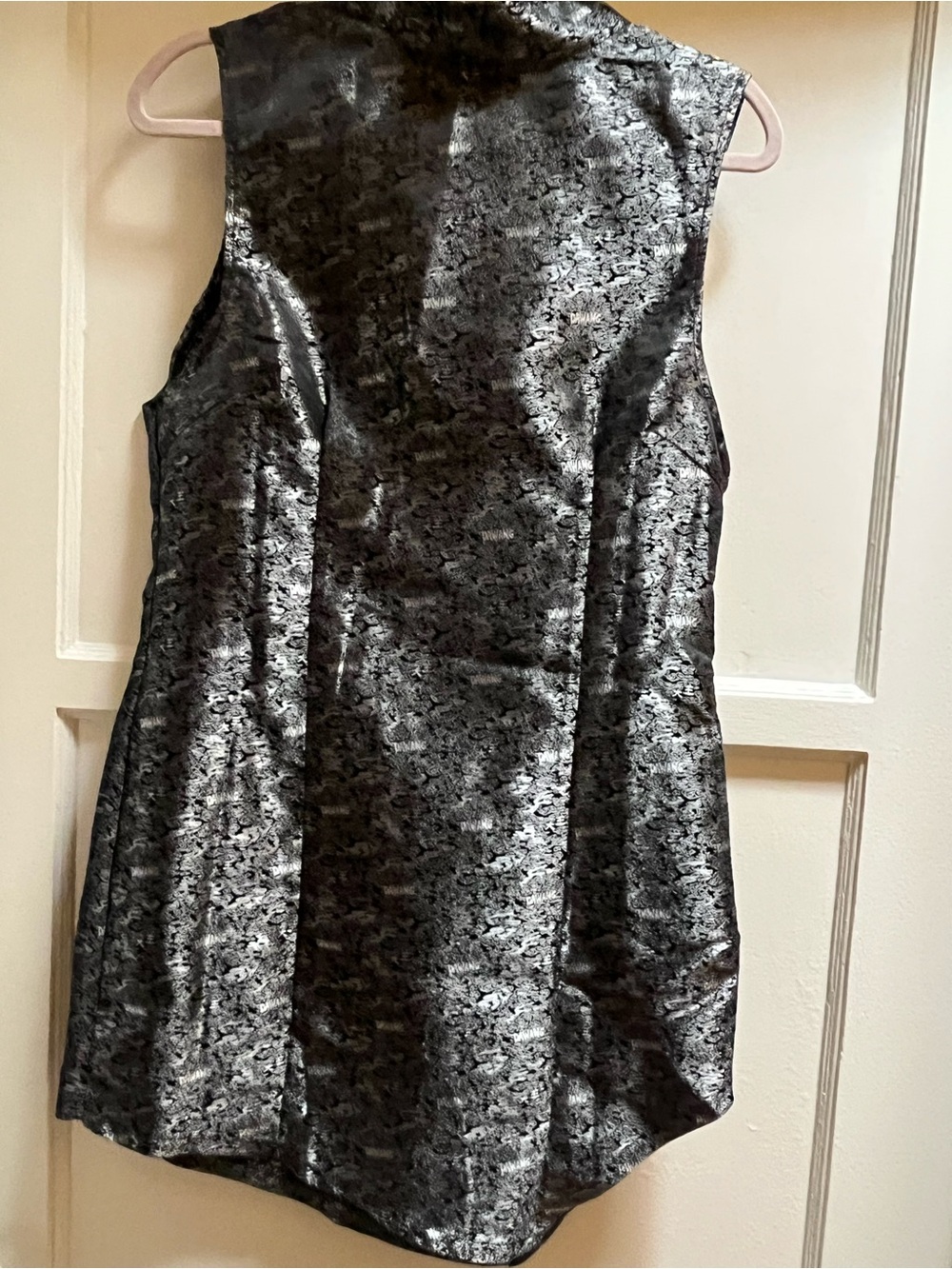 DAWANG Black and Silver Custom Brocade mini dress Size XL NEW
